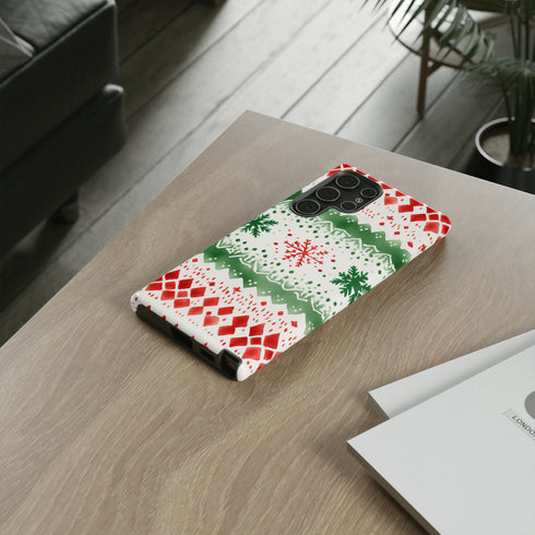 Watercolor Christmas Knitting - Impact Resistant Phone Case